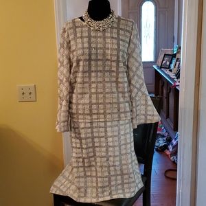 Skirt and bell sleeve blouse